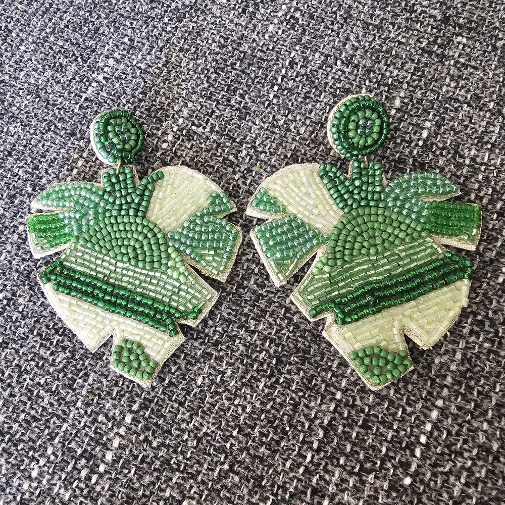 Beaded Mostera Earrings